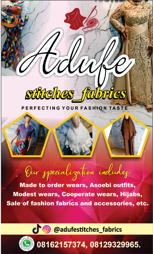 Dress making and sale of fashion fabrics and accessories